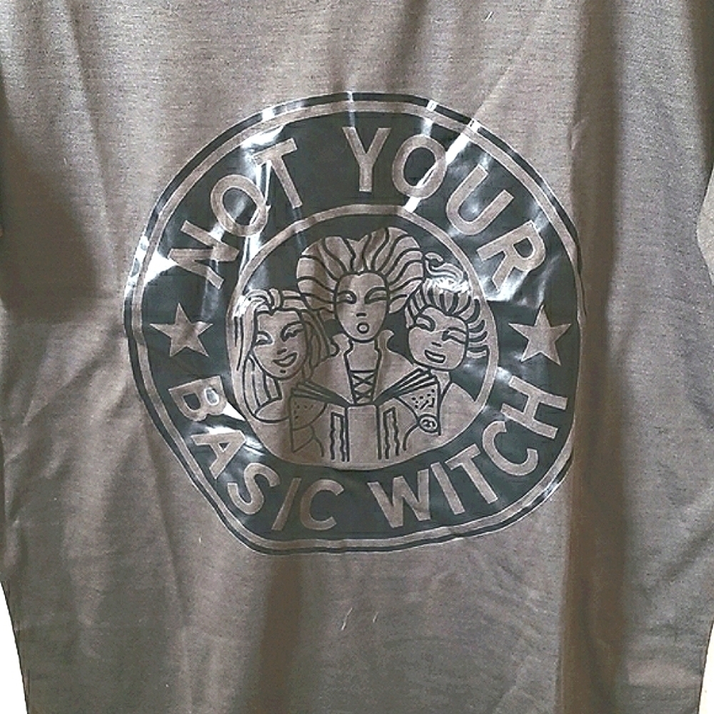Not Your Basic Witch featuring the Sanderson Sisters Heathered Grey T-Shirt SZ L